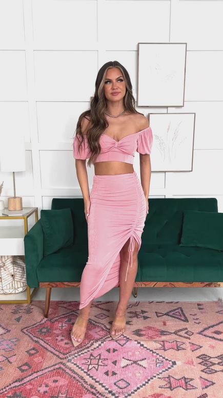 roze liefde van mijn leven crop top midi rok set NanaMacs HPTT152