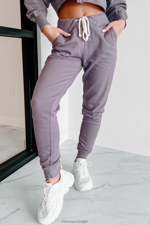 stoffig paars comfortabel coole crop hoodie-joggingset met rits aan de voorkant NanaMacs HPTT617