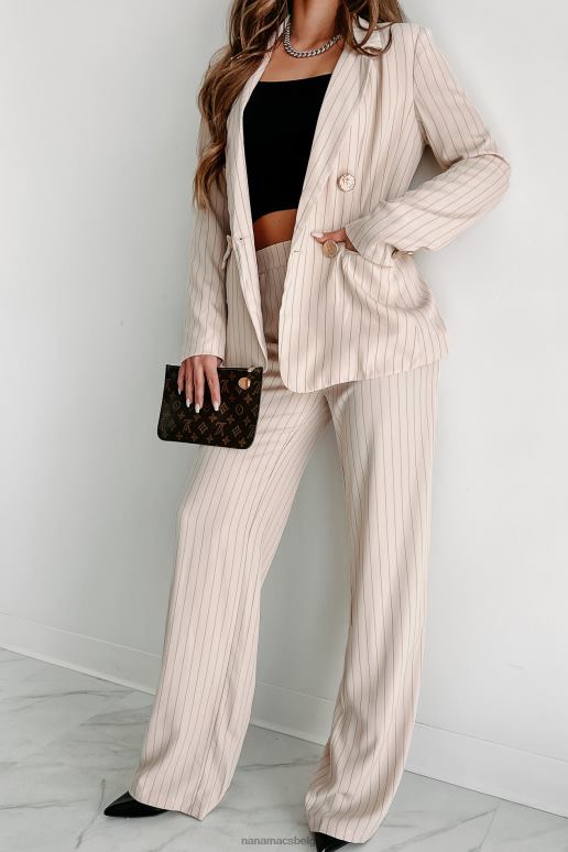 taupe krijtstreep beauty tweedelige broek set NanaMacs HPTT1586