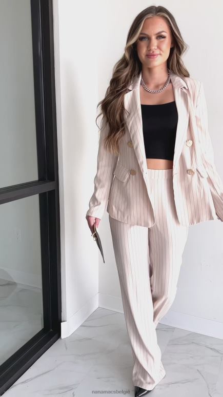 taupe krijtstreep beauty tweedelige broek set NanaMacs HPTT1586