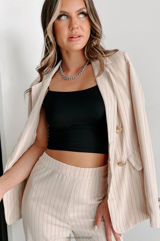 taupe krijtstreep beauty tweedelige broek set NanaMacs HPTT1586