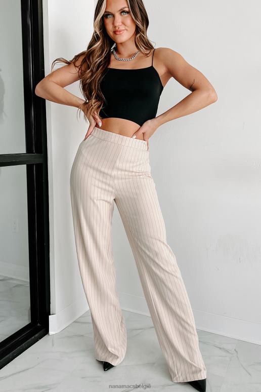 taupe krijtstreep beauty tweedelige broek set NanaMacs HPTT1586