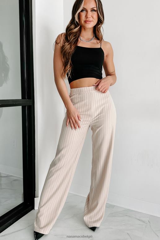 taupe krijtstreep beauty tweedelige broek set NanaMacs HPTT1586