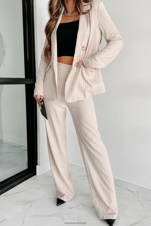 taupe krijtstreep beauty tweedelige broek set NanaMacs HPTT1586