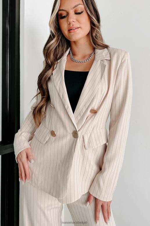 taupe krijtstreep beauty tweedelige broek set NanaMacs HPTT1586