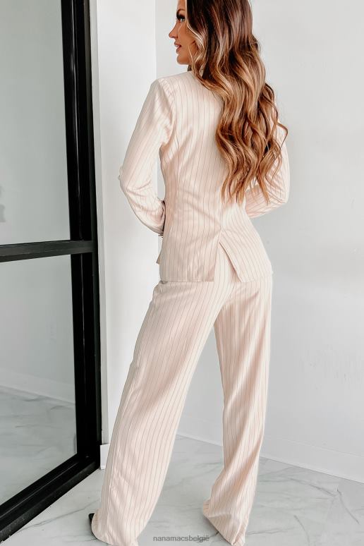 taupe krijtstreep beauty tweedelige broek set NanaMacs HPTT1586