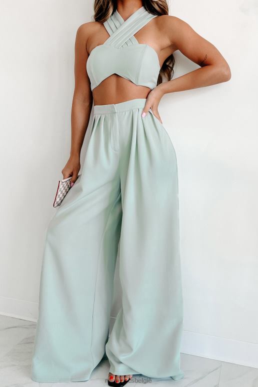 verstandig sloan geplooide crop top broek set NanaMacs HPTT21