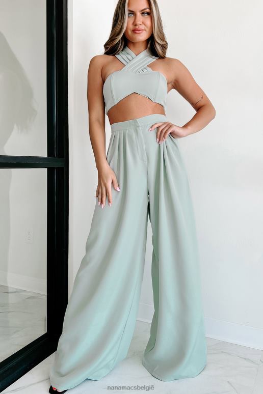 verstandig sloan geplooide crop top broek set NanaMacs HPTT21