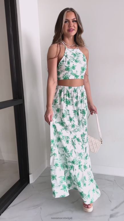 wit/groen moeiteloze gemakkelijke tweedelige rokset NanaMacs HPTT1181