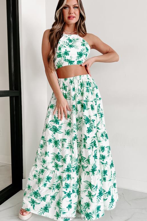 wit/groen moeiteloze gemakkelijke tweedelige rokset NanaMacs HPTT1181