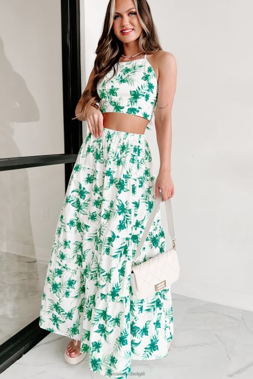 wit/groen moeiteloze gemakkelijke tweedelige rokset NanaMacs HPTT1181