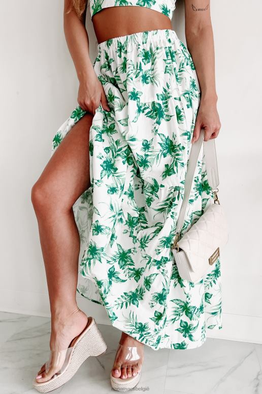 wit/groen moeiteloze gemakkelijke tweedelige rokset NanaMacs HPTT1181