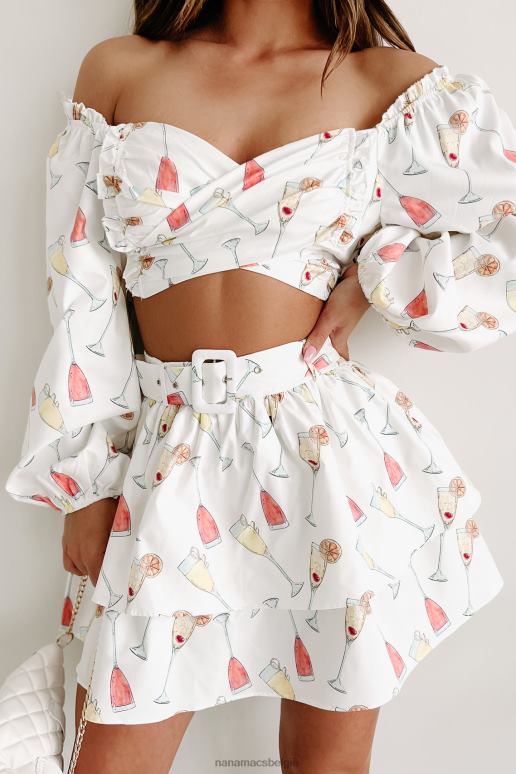 wit/multi mimosa's on my mind bedrukte tweedelige rokset NanaMacs HPTT1143