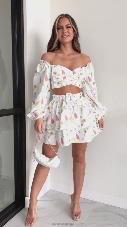 wit/multi mimosa's on my mind bedrukte tweedelige rokset NanaMacs HPTT1143