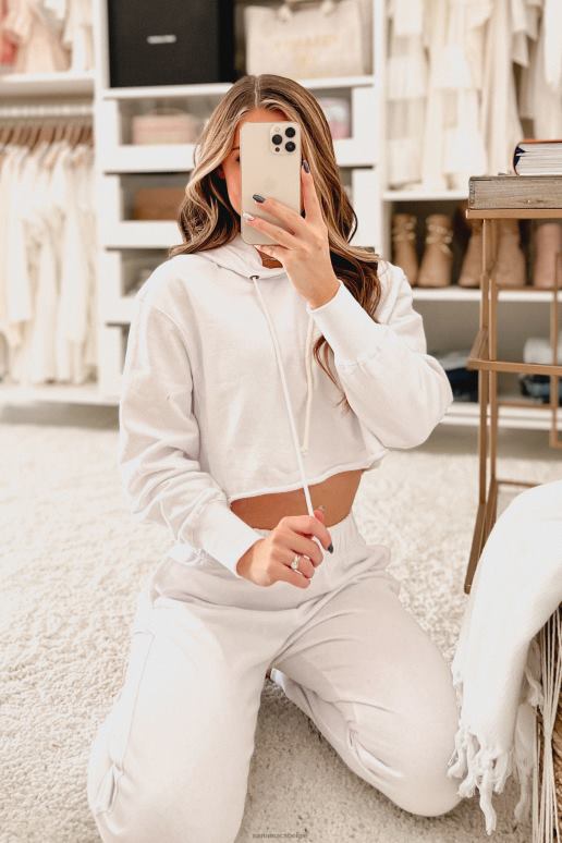 wit weekend chilling katoenen badstof tweedelige set NanaMacs HPTT1670