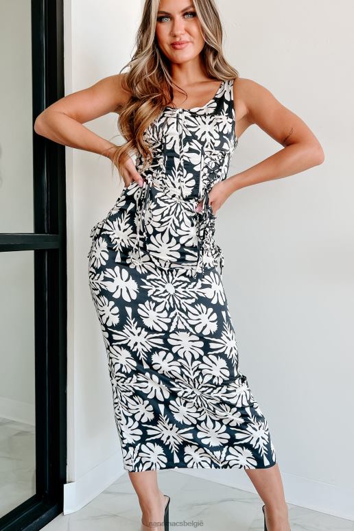 zwart artistieke mind-print tweedelige rokset met veters NanaMacs HPTT7