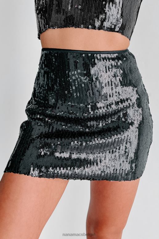 zwart city ​​nights pailletten tweedelige set NanaMacs HPTT157