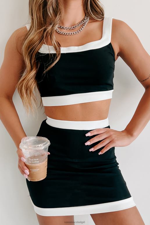 zwart/gebroken wit verhoogde energie colorblock tweedelige set NanaMacs HPTT774