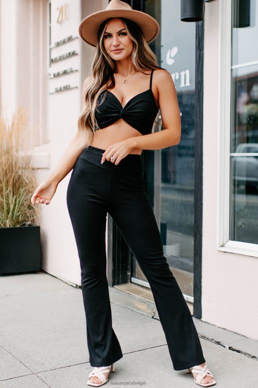 zwart het is allemaal logisch geribbelde tweedelige set NanaMacs HPTT1650