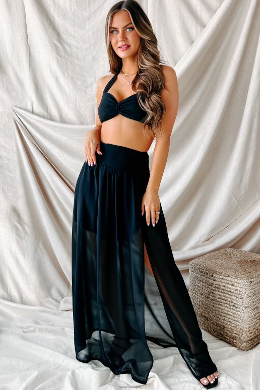 zwart hidden oasis halter crop rok set NanaMacs HPTT1406