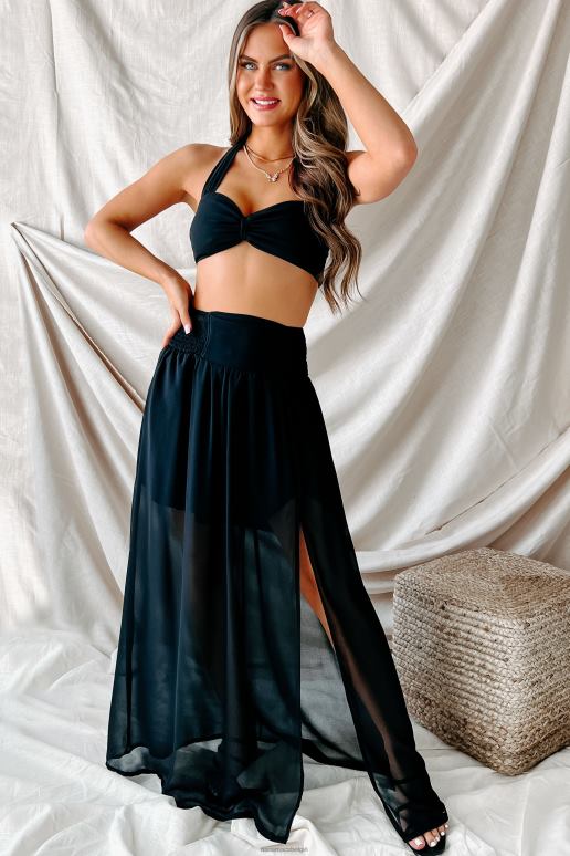 zwart hidden oasis halter crop rok set NanaMacs HPTT1406