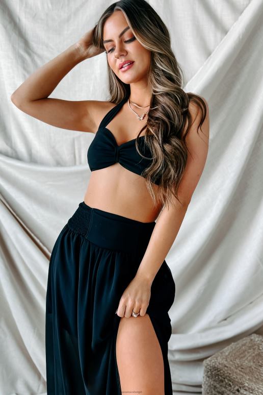 zwart hidden oasis halter crop rok set NanaMacs HPTT1406