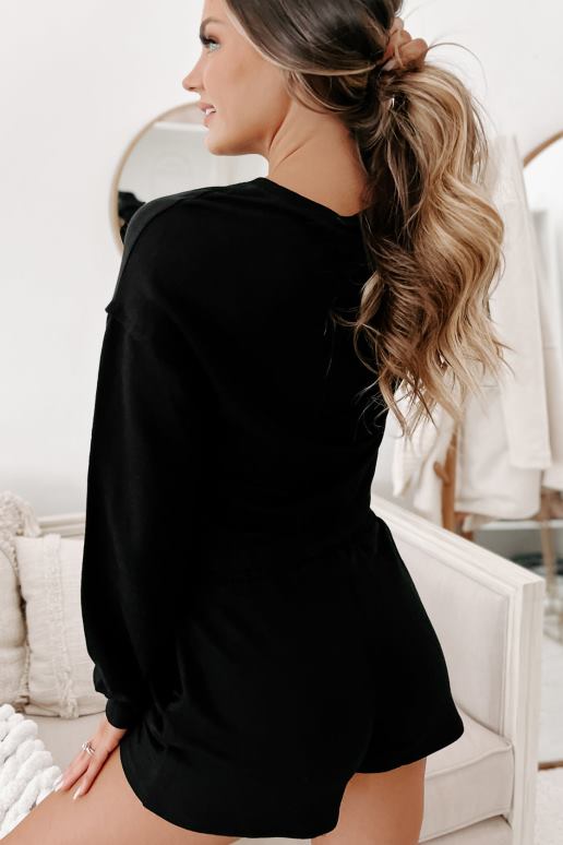 zwart loungeset met korte mouwen en korte broek NanaMacs HPTT638