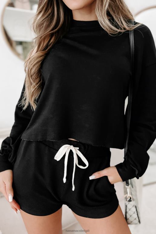 zwart loungeset met korte mouwen en korte broek NanaMacs HPTT638