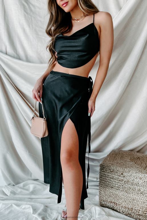 zwart op één voorwaarde tweedelige satijnen rokset NanaMacs HPTT1636