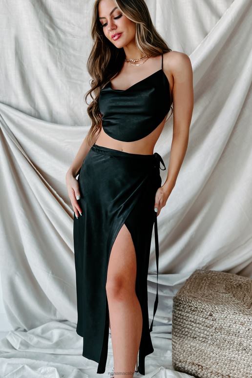 zwart op één voorwaarde tweedelige satijnen rokset NanaMacs HPTT1636