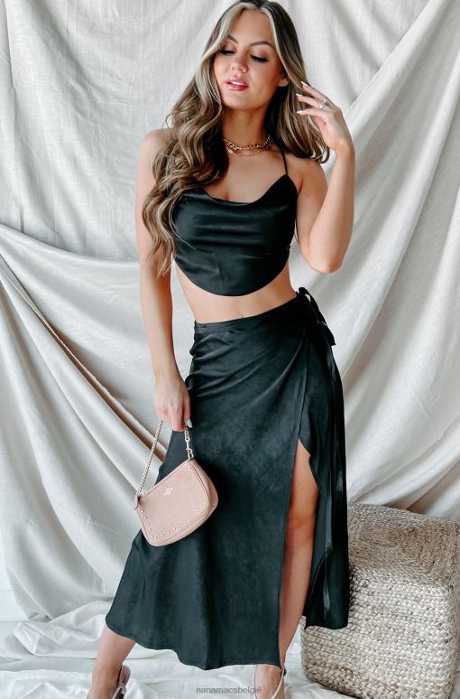 zwart op één voorwaarde tweedelige satijnen rokset NanaMacs HPTT1636