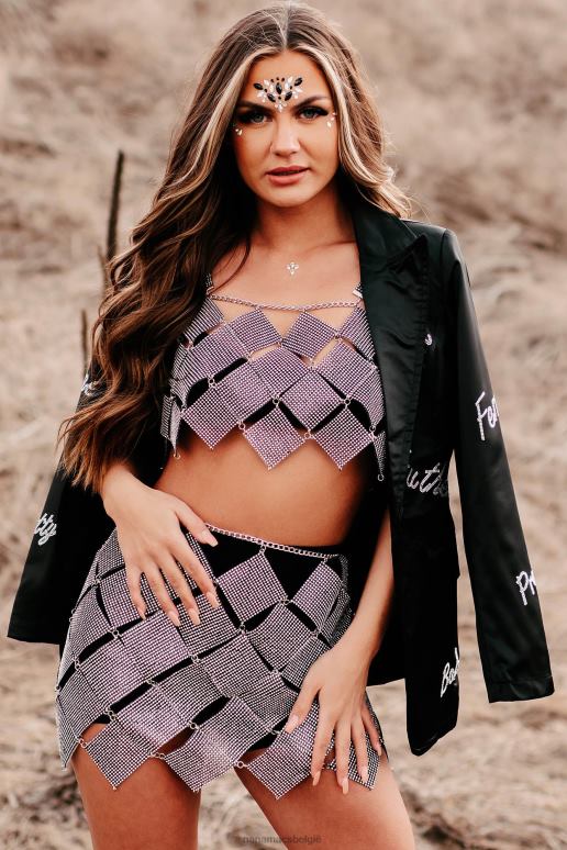 zwart te heet om tweedelige set met strass-ketting te hanteren NanaMacs HPTT141