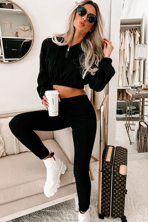 zwart tweedelige set met extreme flex-joggingbroek met capuchon NanaMacs HPTT980