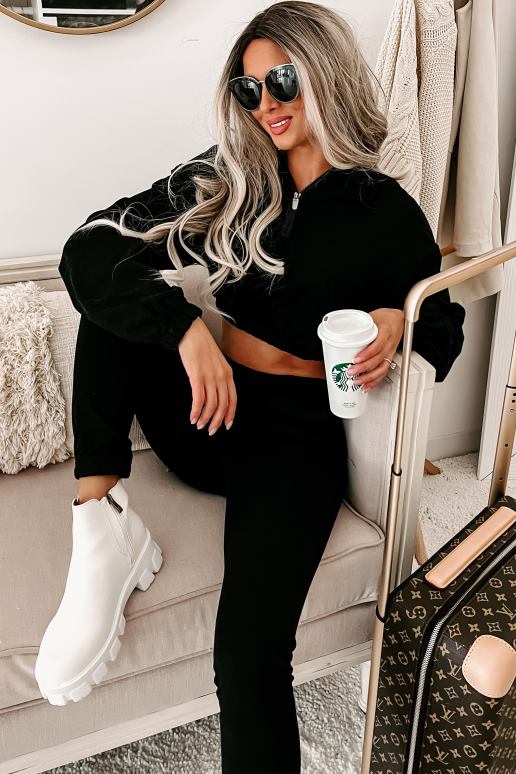 zwart tweedelige set met extreme flex-joggingbroek met capuchon NanaMacs HPTT980