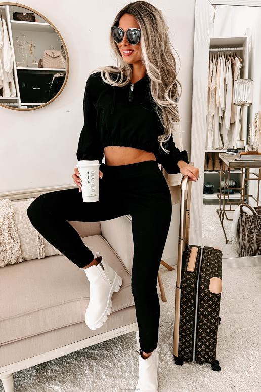 zwart tweedelige set met extreme flex-joggingbroek met capuchon NanaMacs HPTT980