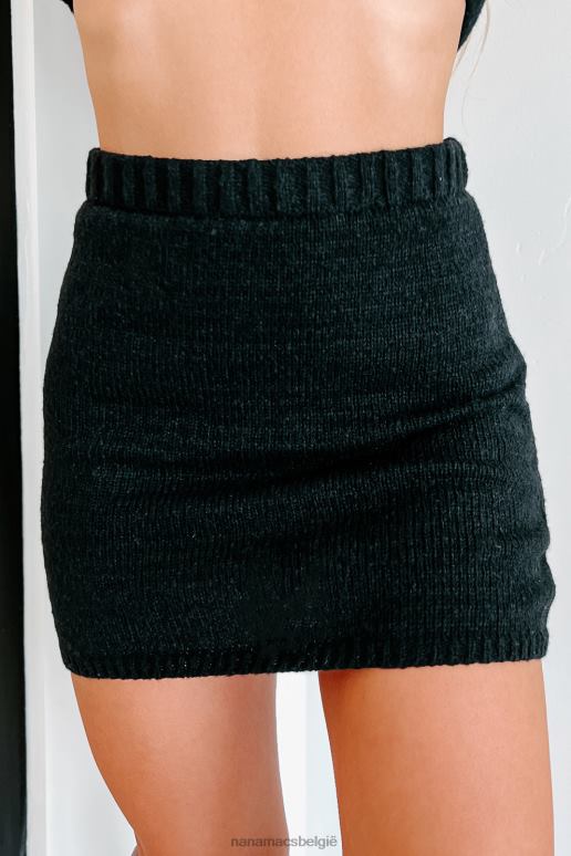 zwart verandering in het weer trui gebreide crop top rok set NanaMacs HPTT1649