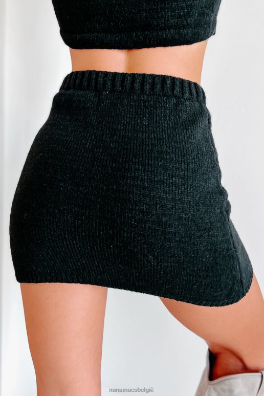 zwart verandering in het weer trui gebreide crop top rok set NanaMacs HPTT1649