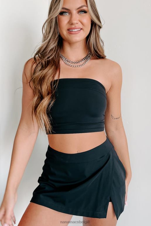 zwart winning shot tube top actieve rok tweedelige set NanaMacs HPTT1559