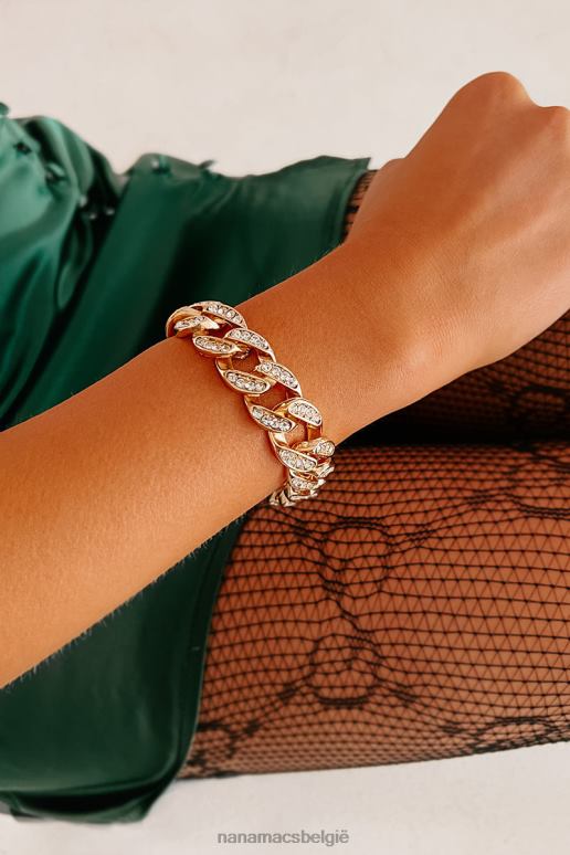 goud os moeilijk te lezen strass kettingarmband NanaMacs HPTT4362