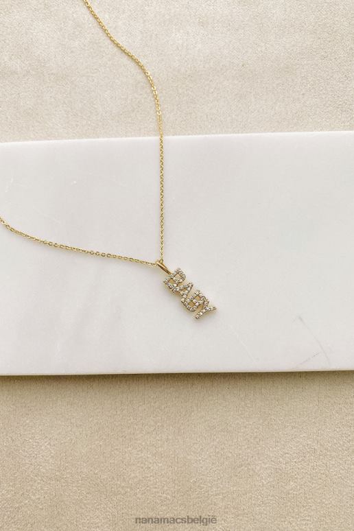 goud bel me baby charme strass ketting NanaMacs HPTT4109