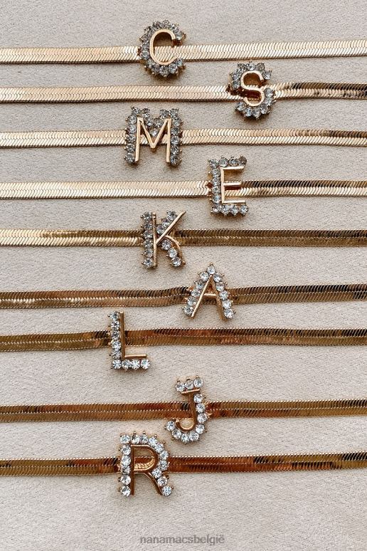 goud initiaal hier visgraat letter ketting NanaMacs HPTT4099