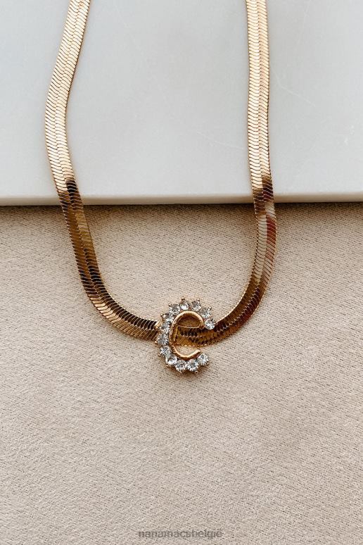 goud initiaal hier visgraat letter ketting NanaMacs HPTT4099