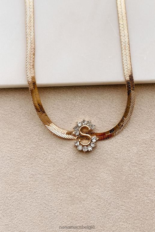 goud initiaal hier visgraat letter ketting NanaMacs HPTT4099