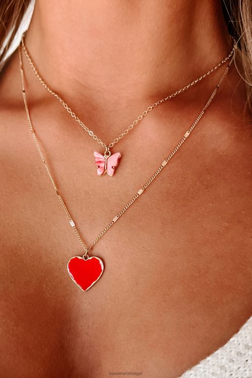 goud zoet als suiker hart vlinder charme ketting NanaMacs HPTT4173