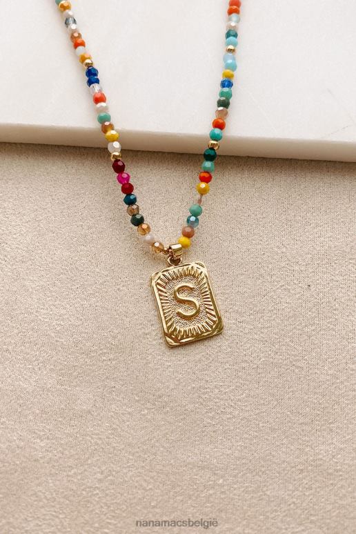 multi/goud kleurrijke verbindingen kralen letter ketting NanaMacs HPTT4098