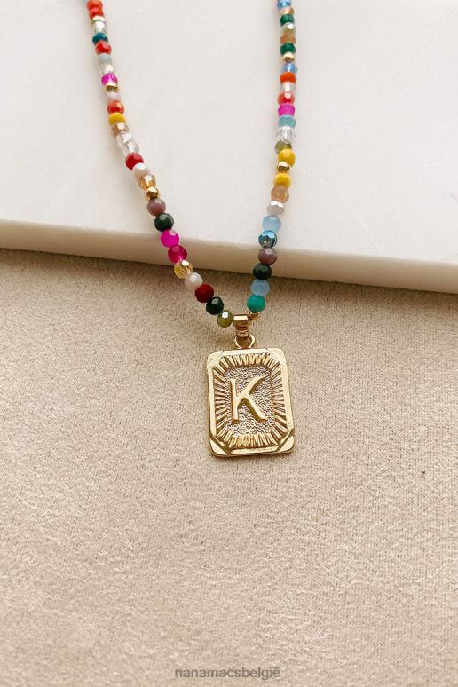 multi/goud kleurrijke verbindingen kralen letter ketting NanaMacs HPTT4098