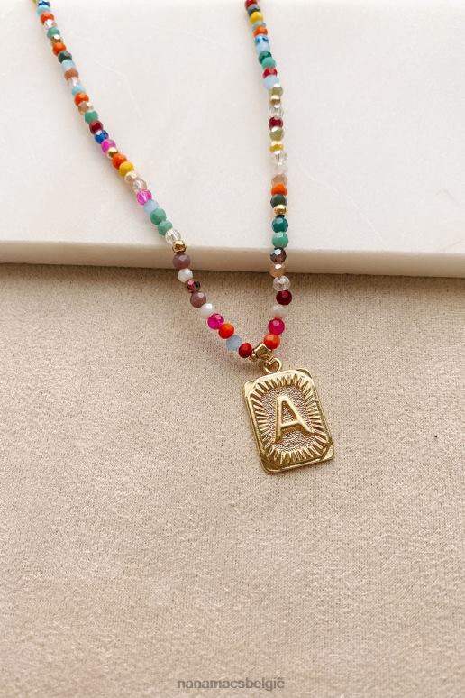 multi/goud kleurrijke verbindingen kralen letter ketting NanaMacs HPTT4098