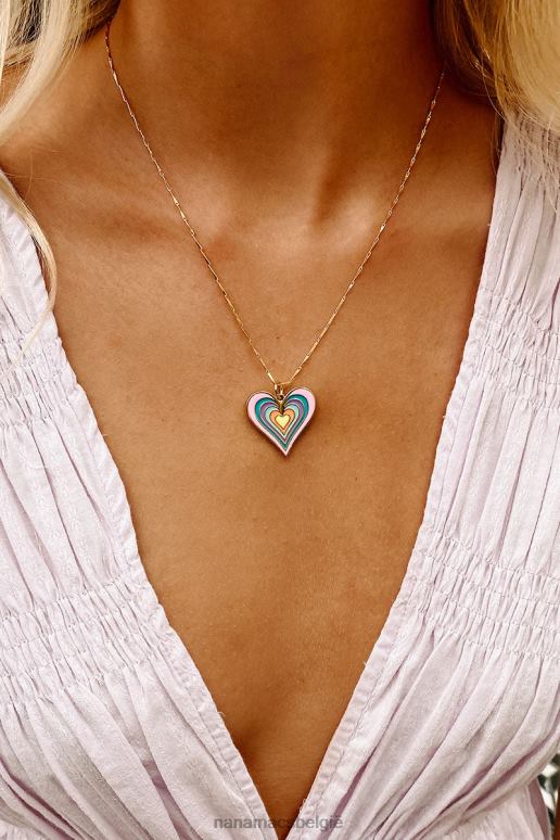 multi/goud stralen liefde hart charme ketting NanaMacs HPTT4135