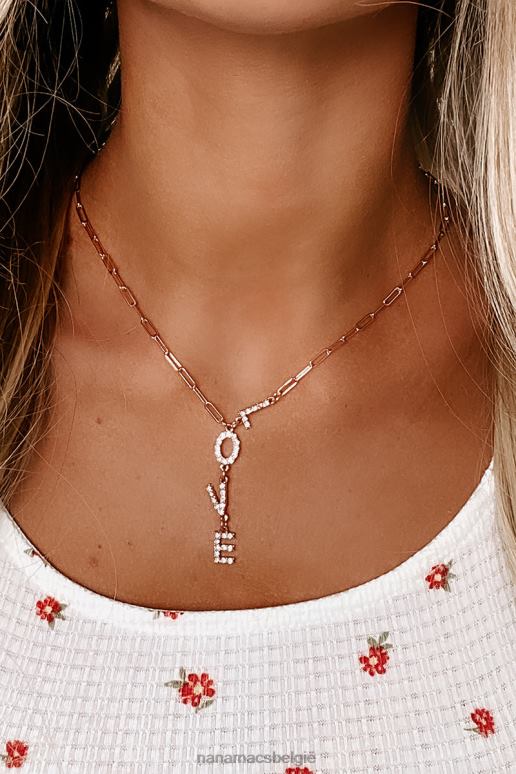rosé goud geen liefde verloren lariat ketting NanaMacs HPTT4205
