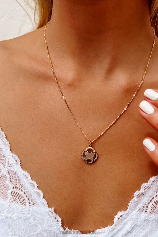 wit goud delicate schoonheid vlinder charme ketting NanaMacs HPTT4125
